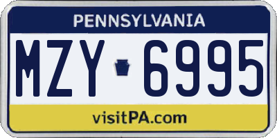 PA license plate MZY6995