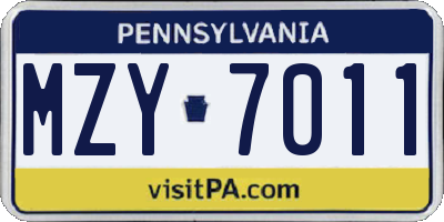 PA license plate MZY7011