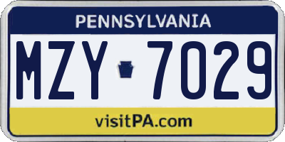 PA license plate MZY7029