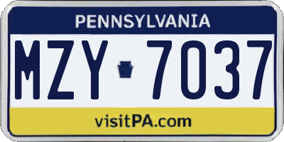 PA license plate MZY7037