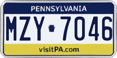 PA license plate MZY7046