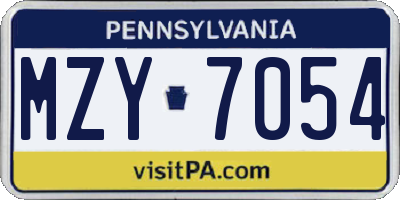 PA license plate MZY7054