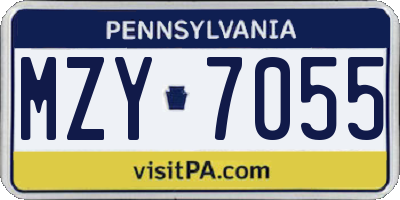 PA license plate MZY7055