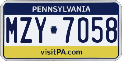 PA license plate MZY7058