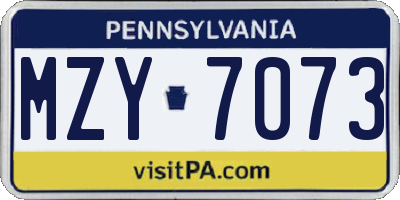 PA license plate MZY7073