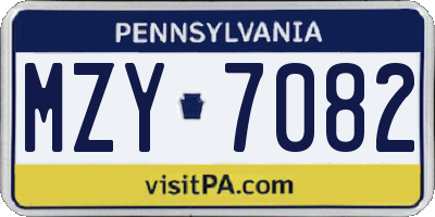 PA license plate MZY7082