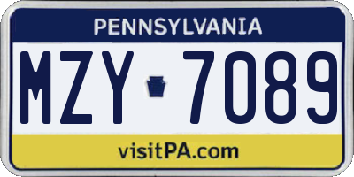 PA license plate MZY7089