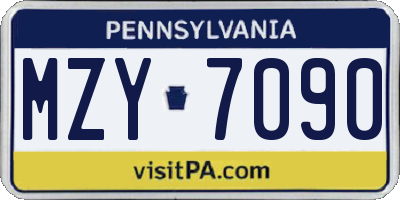 PA license plate MZY7090