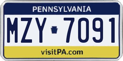 PA license plate MZY7091