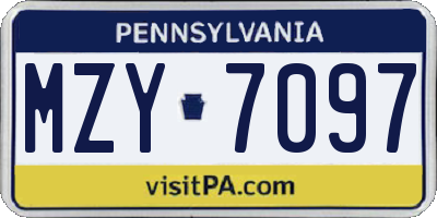 PA license plate MZY7097