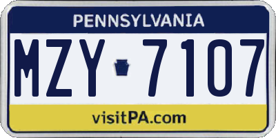 PA license plate MZY7107