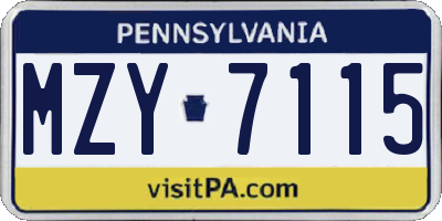 PA license plate MZY7115