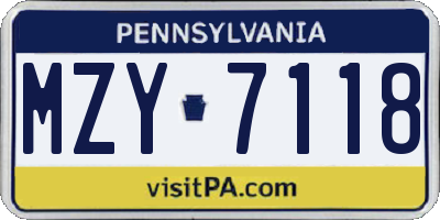 PA license plate MZY7118