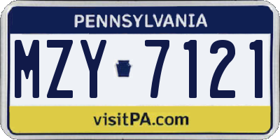 PA license plate MZY7121