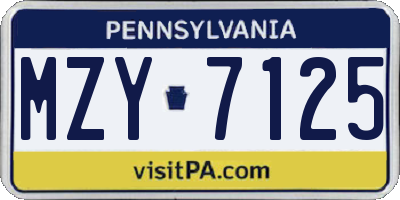 PA license plate MZY7125