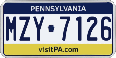 PA license plate MZY7126