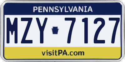 PA license plate MZY7127