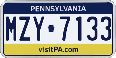 PA license plate MZY7133