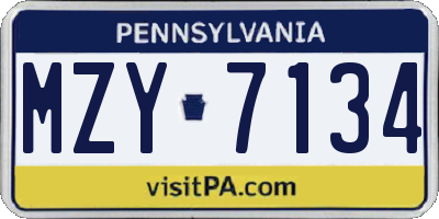 PA license plate MZY7134