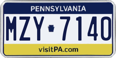 PA license plate MZY7140