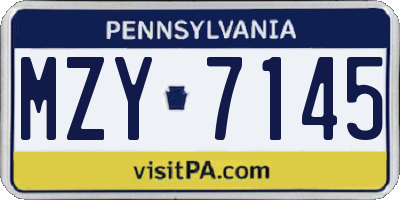 PA license plate MZY7145