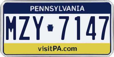 PA license plate MZY7147