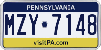PA license plate MZY7148