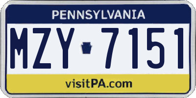 PA license plate MZY7151