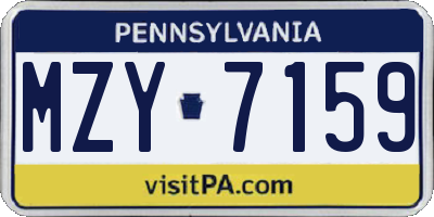 PA license plate MZY7159
