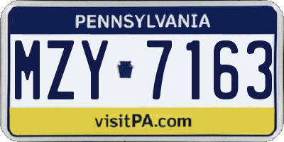 PA license plate MZY7163