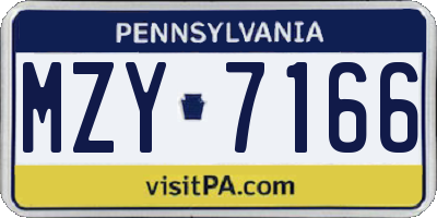 PA license plate MZY7166