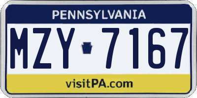 PA license plate MZY7167