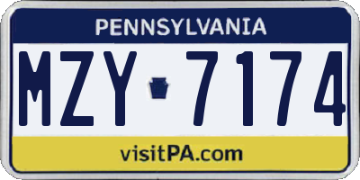 PA license plate MZY7174