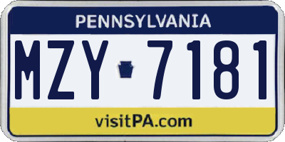 PA license plate MZY7181