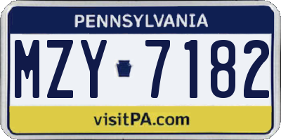 PA license plate MZY7182