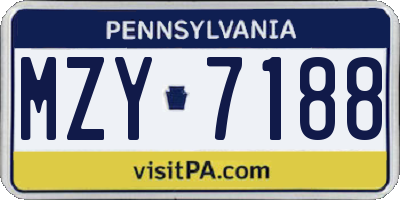 PA license plate MZY7188