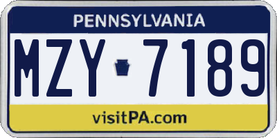 PA license plate MZY7189