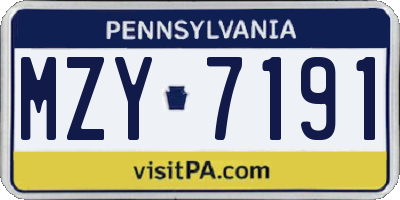 PA license plate MZY7191