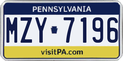 PA license plate MZY7196