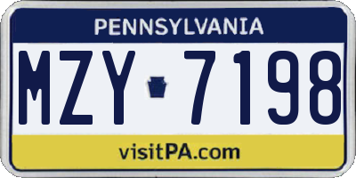 PA license plate MZY7198