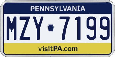 PA license plate MZY7199