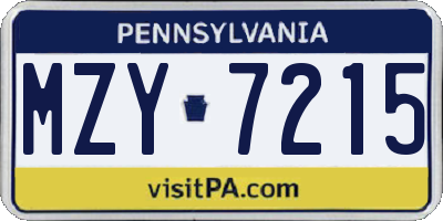 PA license plate MZY7215