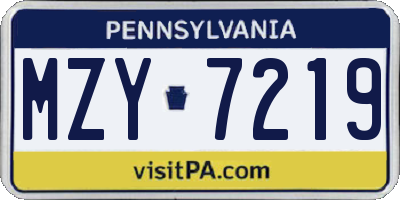 PA license plate MZY7219