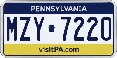 PA license plate MZY7220