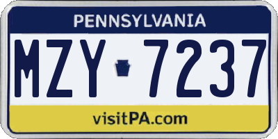 PA license plate MZY7237