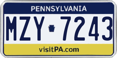 PA license plate MZY7243