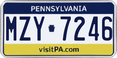 PA license plate MZY7246