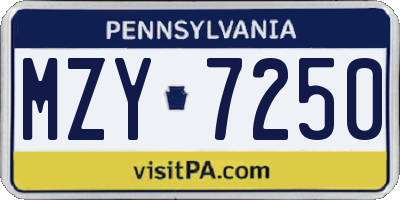 PA license plate MZY7250