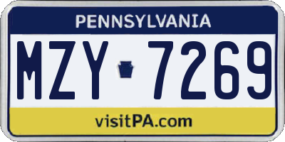 PA license plate MZY7269