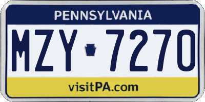 PA license plate MZY7270